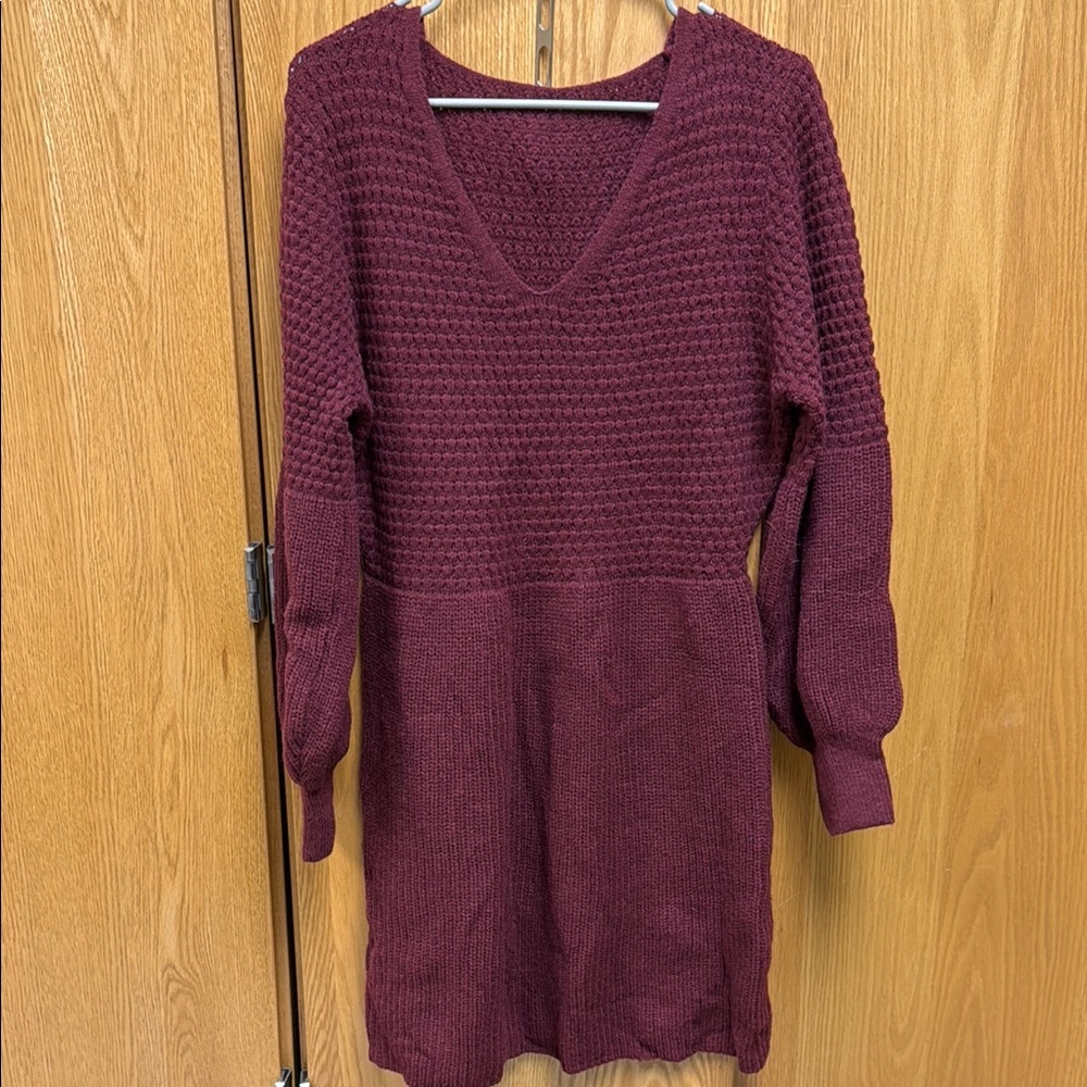 Burgundy Knit Sweater Dress